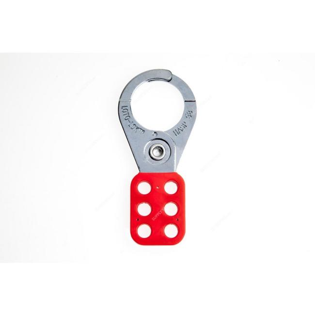 Loto-Lok Lockout Hasp, HSP-PMH-38R, Steel, 38MM, Red